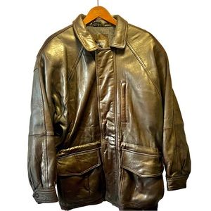 ANDREW MARC ADDITIONS WOOL LINED LEATHER JACKET M
